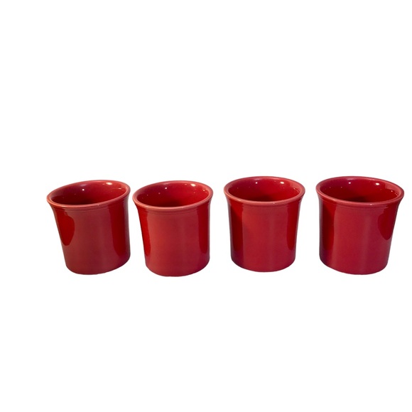 Set Of 4 Fiesta Scarlet Red Coffee Mugs O Ring Handles Contemporary - Picture 6 of 14